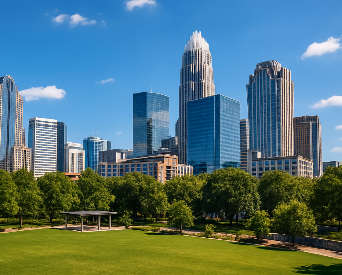 Uptown Charlotte, North Carolina skyline from Romare Bearden Park