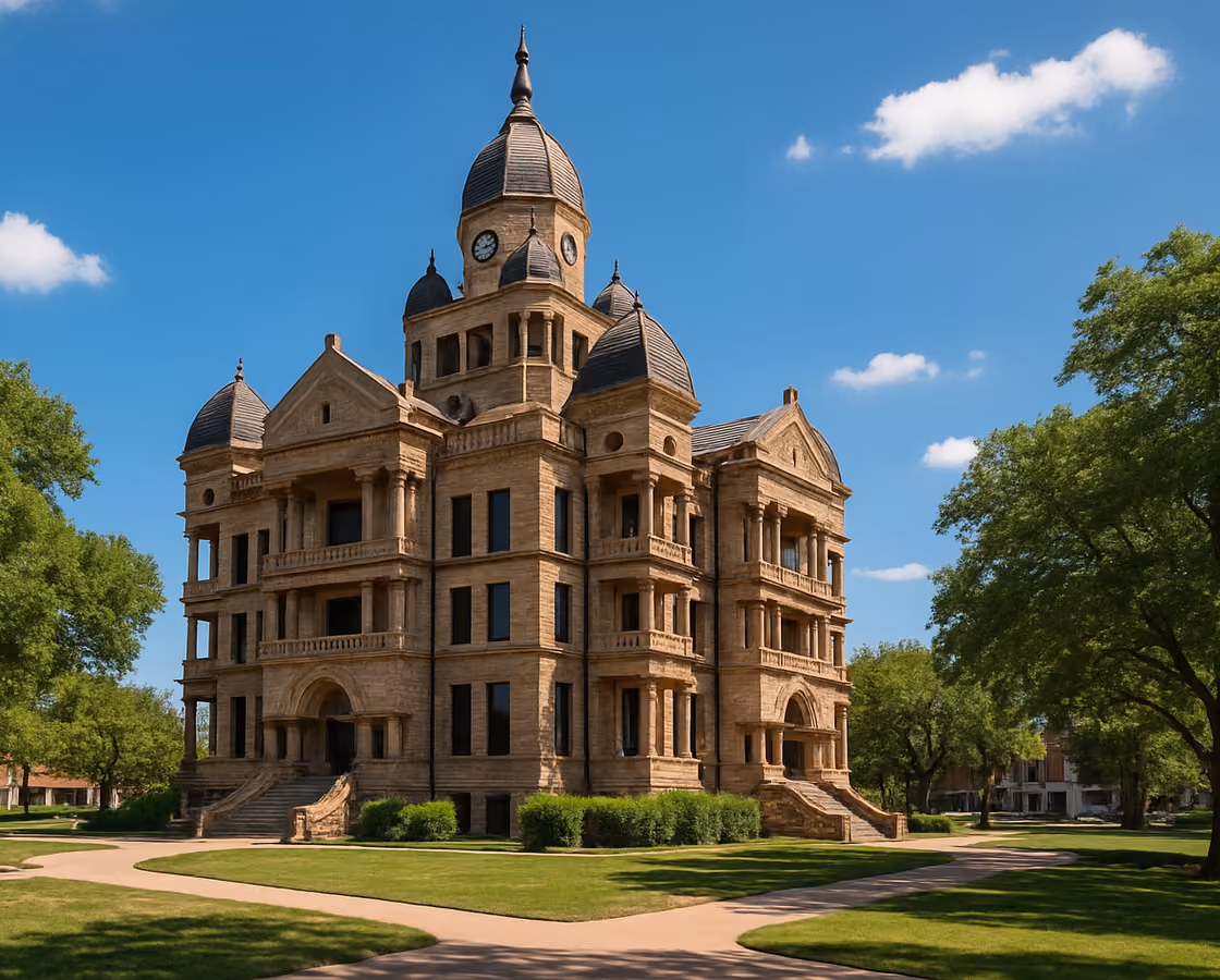 Historic Denton County Courthouse on the square in Denton, Texas