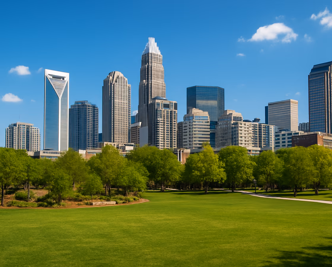 Uptown Charlotte, North Carolina skyline from Romare Bearden Park